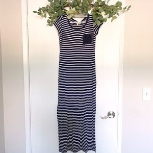 Women's Blue/White Stripe Maxi Dress Size Small